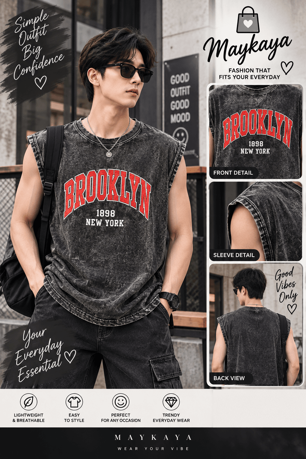 ACID WASH SLEEVELESS LARGE